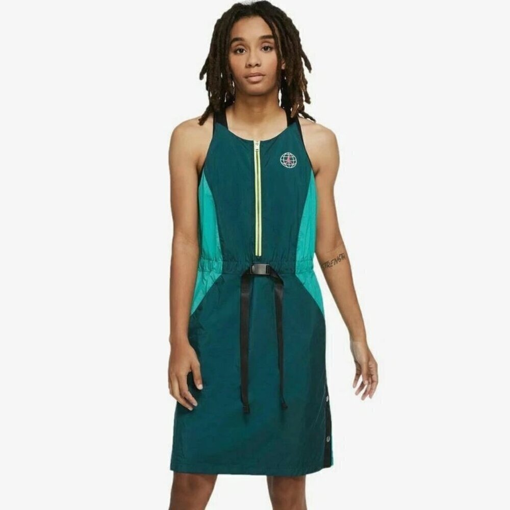 Nike Size XS Green Belted AIR JORDAN Womens Utility Flight Dress LIMITED EDITION